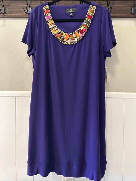 Ronni Nicole Dresses & Skirts - Brand New Royal Purple Ronni Nicole Colorful Stones Collar Short Sleeve Dress
